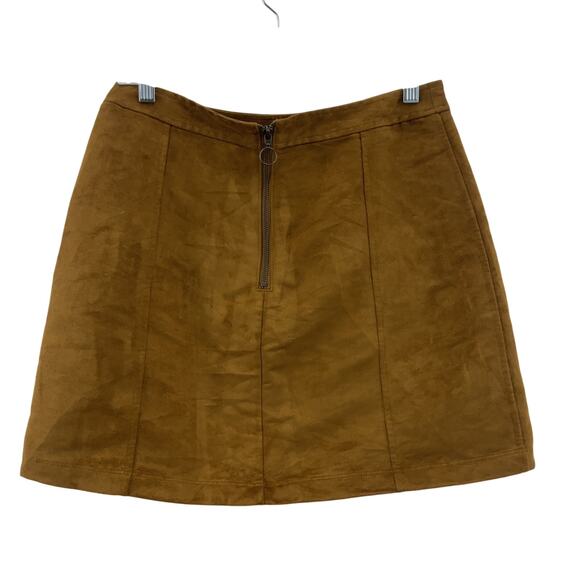 Old Navy Brown Faux Suede Utility Mini A-Line Skirt Size 8 Women's Preowned - Picture 1 of 5